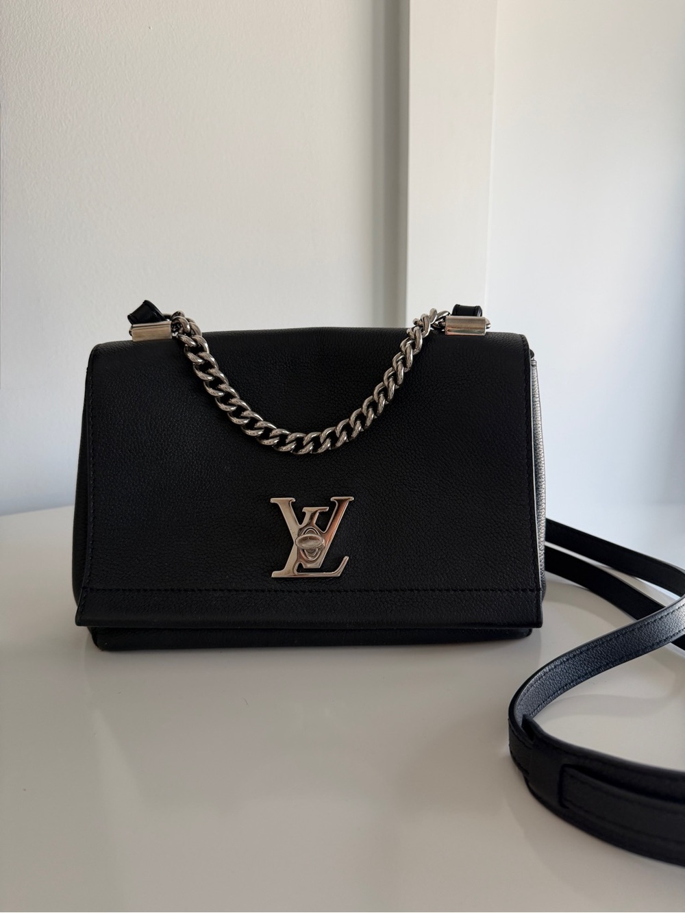 Louis Vuitton Calfskin Lockme II Chain Bag BB Black